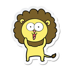 sticker of a happy cartoon lion