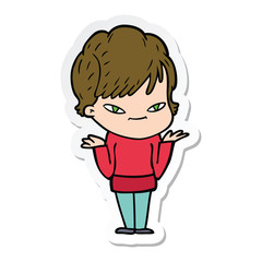 sticker of a cartoon happy woman