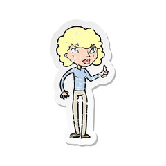 Fototapeta premium retro distressed sticker of a cartoon woman giving thumbs up symbol