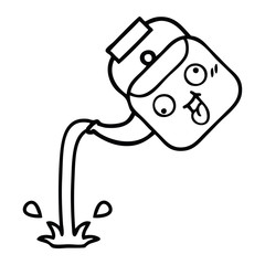 line drawing cartoon pouring kettle