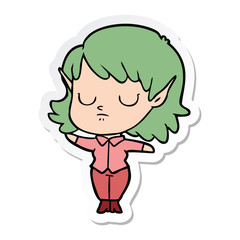 sticker of a cartoon elf girl