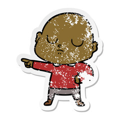 distressed sticker of a cartoon bald man