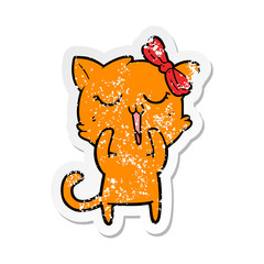 distressed sticker of a cartoon cat