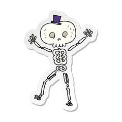 sticker of a cartoon dancing skeleton