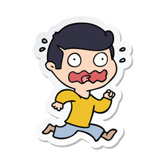 sticker of a cartoon man totally stressed out