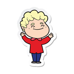 sticker of a cartoon friendly man