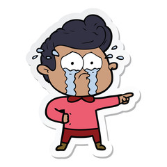 Fototapeta premium sticker of a cartoon crying man