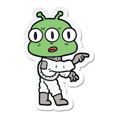 Obraz premium sticker of a cartoon three eyed alien
