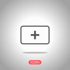 Fototapeta premium First aid box. simple icon. Icon under spotlight. Gray background