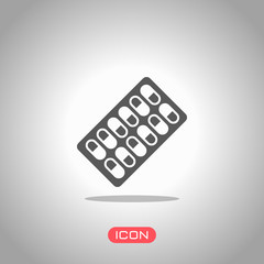 Pack Pills Icon. Icon under spotlight. Gray background