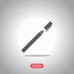 Pen or marker icon. Icon under spotlight. Gray background