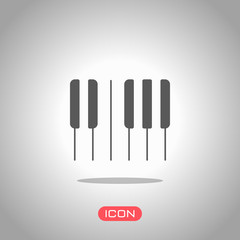 Piano keyboard icon. Horizontal view. Icon under spotlight. Gray background