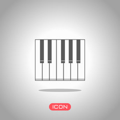 Simple piano icon. Icon under spotlight. Gray background