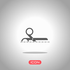 scissors icon. Icon under spotlight. Gray background