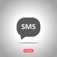 sms icon. Icon under spotlight. Gray background