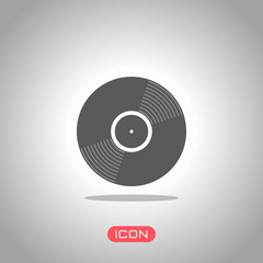 vinyl icon. Icon under spotlight. Gray background