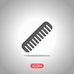 comb, hairbrush. simple silhouette. Icon under spotlight. Gray background