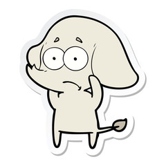 sticker of a cartoon unsure elephant