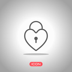 Obraz premium heart lock, padlock. simple silhouette. Icon under spotlight. Gray background
