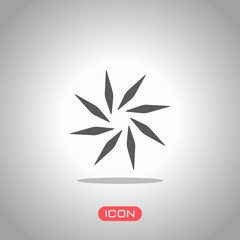 leaf, bamboo, flower. simple silhouette. Icon under spotlight. Gray background