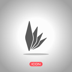 leaf bamboo. simple silhouette. Icon under spotlight. Gray background