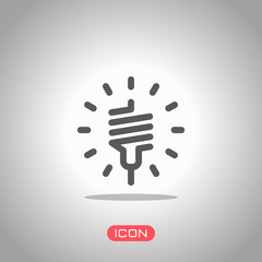 led lamp icon. Icon under spotlight. Gray background