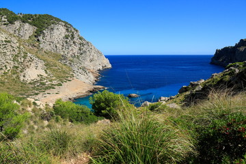 beautiful beach with turquoise sea water, Cala Figuera, Majorca, Spain