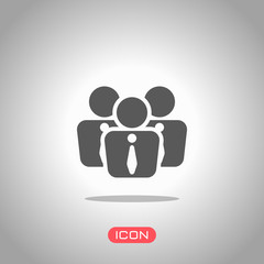 office people, team. Icon under spotlight. Gray background