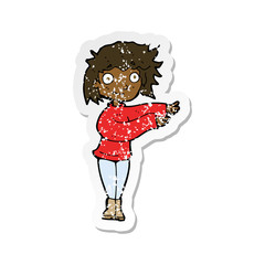 retro distressed sticker of a cartoon dancing woman