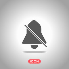 silent bell. simple icon. Icon under spotlight. Gray background
