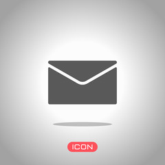 simple letter icon. Icon under spotlight. Gray background