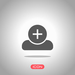doctor, person with medical cross. Icon under spotlight. Gray background