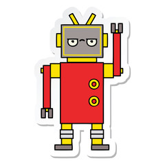 sticker of a cute cartoon annoyed robot