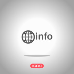 domain for information resources, globe and info. Icon under spotlight. Gray background
