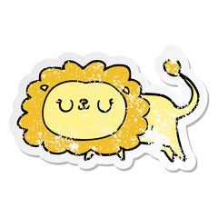 distressed sticker of a cartoon lion