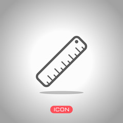 simple ruler icon. Icon under spotlight. Gray background