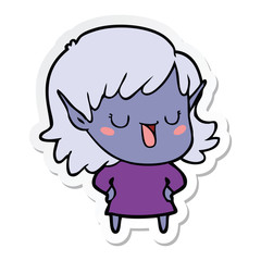 sticker of a cartoon elf girl