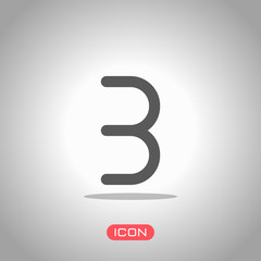 Number three, numeral, simple letter. Icon under spotlight. Gray background