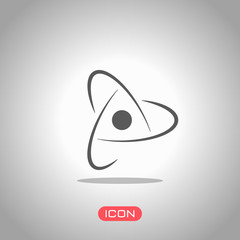 scientific atom symbol, abstract creative logo, simple icon. Icon under spotlight. Gray background