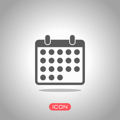 simple calendar icon. Icon under spotlight. Gray background