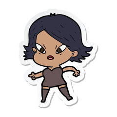 sticker of a cartoon stressed woman