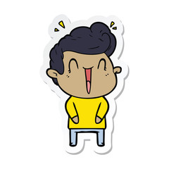 sticker of a cartoon excited man
