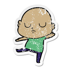 distressed sticker of a cartoon bald man