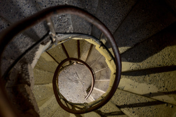 Italy, Cinque Terre, Vernazza, a view down a circular staircase