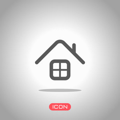 Simple house icon. Icon under spotlight. Gray background
