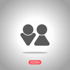 Set of male and female symbols. Simple icon. Icon under spotlight. Gray background