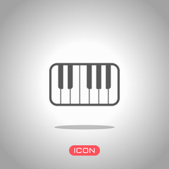 Piano keyboard icon. Icon under spotlight. Gray background