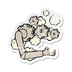 retro distressed sticker of a cartoon robotic arm