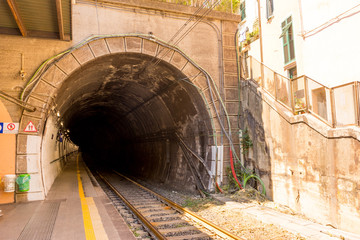 Italy, Cinque Terre, Vernazza, a tunnel in a city