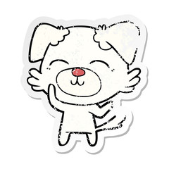 distressed sticker of a cartoon dog